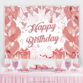 Lofaris Glitter Rose Pink Balloon Spark Birthday Backdrop